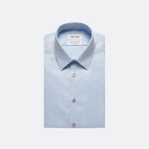 Calvin Klein Men's Steel Solid Herringbone Dress Shirt for $53