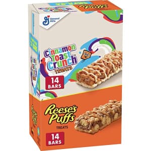 Reese's Puffs & Cinnamon Toast Crunch 28-Count Breakfast Bar Variety Pack for $8
