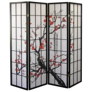 Roundhill Furniture Plum Blossom 4-Panel Room Divider for $76 Roundhill Furniture Plum Blossom 4-Panel Room Divider for $76