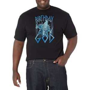 Disney Big & Disney Villains Birthday God Men's Tops Short Sleeve Tee Shirt, Black, XX-Large for $7