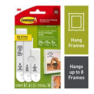 Command Picture Hanging Strips Variety Pack, Damage Free Hanging Picture Hangers, No Tools Wall for $15