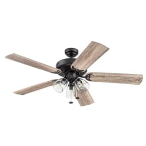 Prominence Home Saybrook, 52 inch Indoor Farmhouse LED Ceiling Fan with Light, Pull Chain, Three for $90