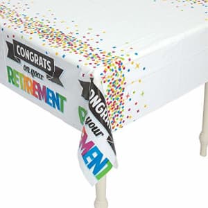 Fun Express Congrats on Your Retirement Plastic Tablecloth - Party Supplies - 1 Piece for $12