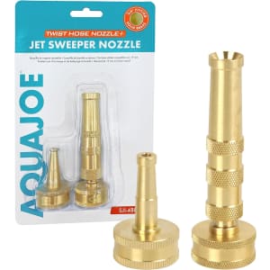 Aqua Joe Solid Brass Twist Hose Nozzle + Jet Sweeper Nozzle 2-Pack for $6.32 w/ Prime