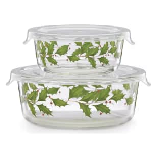 Lenox Hosting the Holidays Glass Storage Bowls 2-Pack for $17