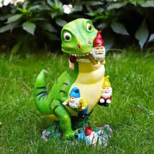Dinosaur Gnome Attack Garden Statue for $15