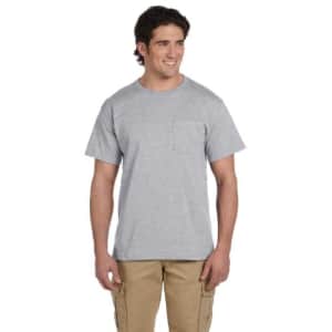 Jerzees Men's Dri-Power Short Sleeve T-Shirt (Pocket & No, Pocket-3 Pack-Oxford, Small for $29