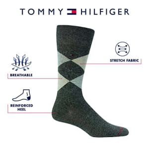 Tommy Hilfiger Men's Dress Socks - Lightweight Comfort Crew Sock (4 Pack), Size 7-12, Black Assorted for $15