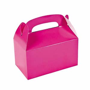 Fun Express Hot Pink Party Favors and Treat Boxes with Handles - Set of 12 - Birthday and Party for $12