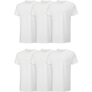 Fruit of the Loom Men's Eversoft Stay Tucked Crew T-Shirt 6-Pack for $18