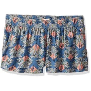Roxy Girls' Little Something I Will Believe Knit Shorts, Captain's Blue Peacock Palm, 2 for $26