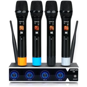 Zerfun 4-Channel Wireless Microphone System for $130