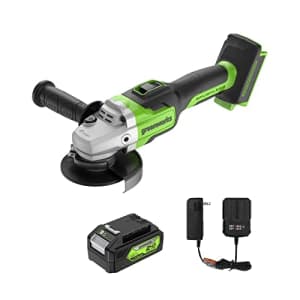 Greenworks 24V Angle Grinder Brushless Cordless, 4-1/2-Inch, with 4AH Battery and 2A Charger for $77