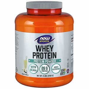 Now Foods NOW Sports Nutrition, Whey Protein, 26 G With BCAAs, Creamy Vanilla Powder, 6-Pound for $59