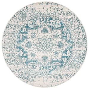 SAFAVIEH Madison Collection 5'3" Round Teal / Ivory MAD603J Oriental Snowflake Medallion Distressed for $45