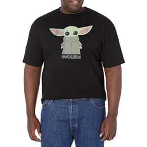 Star Wars Big & Tall Mandalorian The Child Cute Stance Men's Tops Short Sleeve Tee Shirt, Black, for $22