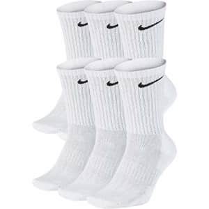 Nike Everyday Cushion Crew Socks, Unisex Nike Socks, White/Black, M (Pack of 6 Pairs of Socks) for $28