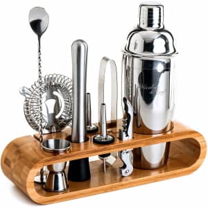Mixology & Craft 10-Piece Bartender Kit w/ Bamboo Stand for $60