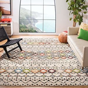 Safavieh Amsterdam Collection AMS108A Boho Chic Moroccan Distressed Area Rug, 10' x 14', Ivory/Grey for $167