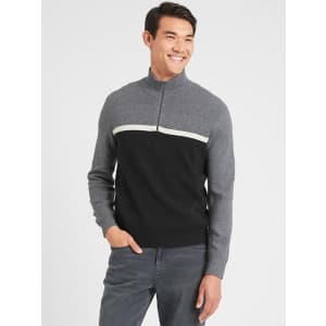 Banana Republic Factory Men's Color Block 1/4 Zip Sweater for $15 in cart