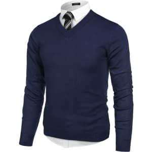 Men's V Neck Dress Sweater for $10