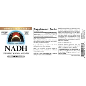 Source Naturals NADH 20mg, Boost Energy and Mental Alertness - 20 Lozenges for $23