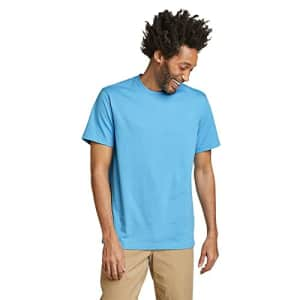 Eddie Bauer Men's Legend Wash 100% Cotton Short-Sleeve Classic T-Shirt, Misty Blue, Medium for $20