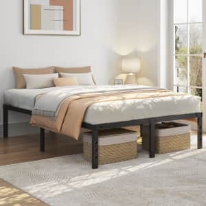 Yaheetech Full Bed Frame with 14" Storage Space for $38