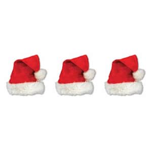 Beistle Red Santa Hats with White Trim, 3 Pieces Christmas Themed Caps, Dress-Up Costume for $5