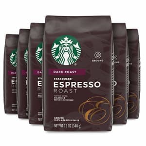 Starbucks Espresso Roast Dark Roast Ground Coffee, 12 Ounce Bag (Pack of 6) for $46