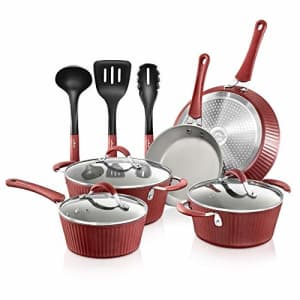 NutriChef Nonstick Cookware Excilon Home Kitchen Ware Pots & Pan Set with Saucepan Frying Pans, for $85