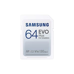 SAMSUNG EVO Plus Full Size 64 GB SDXC Card 130MB/s Full HD & 4K UHD, UHS-I, U1, V10 (MB-SC64K/AM) for $7