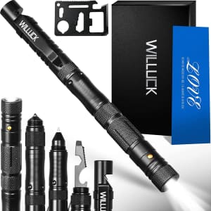 All-in-One Tactical Pen With LED Flashlight and Wallet Card Multi-Tool for $13