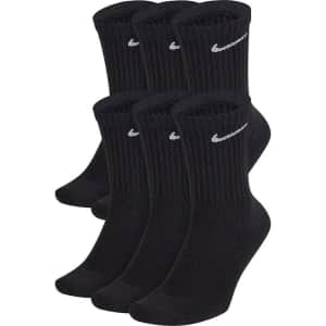 Nike Men's Everyday Cushioned Crew Training Socks 6-Pack for $18