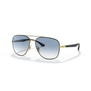 Ray-Ban RB3683 90003F 56MM Black on Gold/Blue Square Sunglasses for Men for Women + BUNDLE With for $183