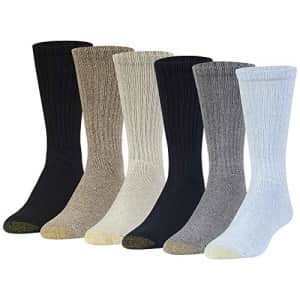 Gold Toe Men's Harrington Crew Socks, Multipairs, Washed Blue/Light (6-Pairs), Large for $37