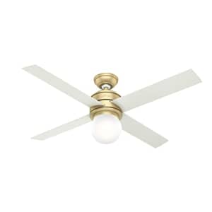 Hunter Fan Company, 59320, 52 inch Hepburn Modern Brass Ceiling Fan with LED Light Kit and Wall for $330 Hunter Fan Company, 59320, 52 inch Hepburn Modern Brass Ceiling Fan with LED Light Kit and Wall for $330