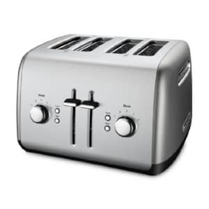 KitchenAid Kmt4115cu 4-Slice Toaster with Manual High-Lift Lever, Contour Silver for $80