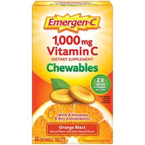 Emergen-C Chewable Vitamin C 1000mg, With B Vitamins And Antioxidants Tablet (40 Count, Orange for $11