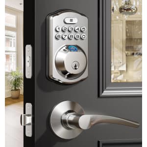 Veise Fingerprint Door Lock with 2 Lever Handles for $90