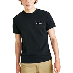 Dockers Men's Slim Fit Short Sleeve Graphic Tee Shirt, (New) Black-Stencil Logo, Large for $25