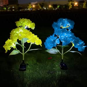 Philaulin Hydrangea Solar Garden Stake 2-Pack for $10 Philaulin Hydrangea Solar Garden Stake 2-Pack for $10