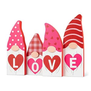 Glitzhome Valentine Gnomes Decorations for Home 9"H Valentines Day Love Gnome Blocks Decor Famhouse for $12