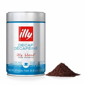 illy Decaffeinated Ground Espresso Coffee, Classic Medium Roast with Notes of Toasted Bread, 100% for $27