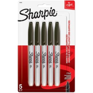 Sharpie Fine Point Permanent Marker 5-Pack for $3
