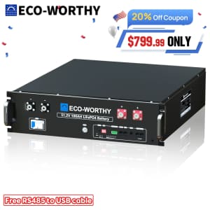Eco-Worthy 5.12kWh 48V 100AH Server Rack LiFePO4 Lithium Battery for $800
