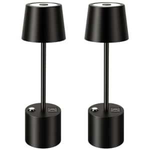 Cordless LED Table Lamp w/ USB 2-Pack for $29