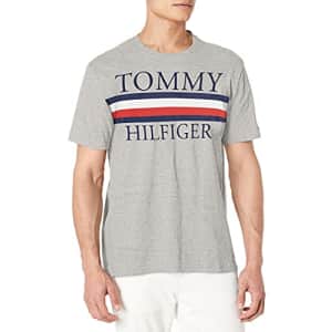 Tommy Hilfiger Men's Graphic Stripe T Shirt, Grey Heather, S for $15