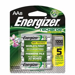 Energizer Rechargeable AA Batteries, NiMH, 2000 mAh, Pre-Charged, 8 Count (Recharge Universal) for $28 Energizer Rechargeable AA Batteries, NiMH, 2000 mAh, Pre-Charged, 8 Count (Recharge Universal) for $28