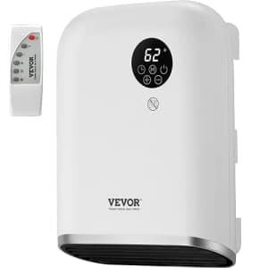 VEVOR Electric Wall Heater 1500W, Small Space Heaters with Touch Screen & Wireless Remote Control, for $28